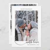 3枚のモダン写真クリスマスと書道スクリプト シーズンカード (正面/裏面)