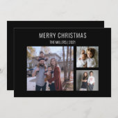 3枚のモダン写真クリスマスカード – 黒 シーズンカード (正面/裏面)