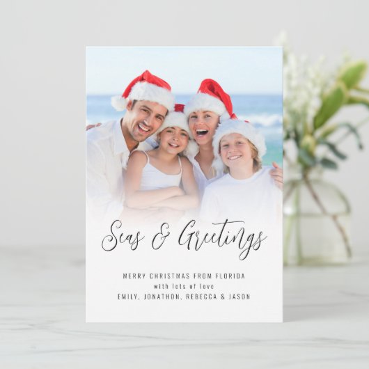 3枚のモダン写真シーズとグリーティングクリスマスニュース シーズンカード (スタンド正面)