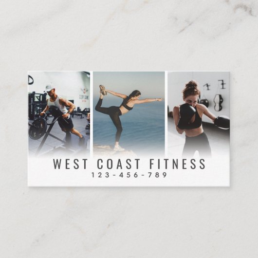 3枚のモダン写真パーソナルトレーナーフィットネス 名刺 (正面)