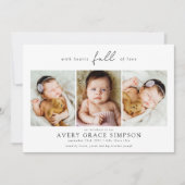 3枚のモダン写真ベビー誕生 案内状 (正面)