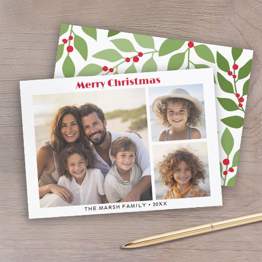 3枚のモダン写真ミニマル植物体 – 赤 シーズンカード