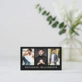 3枚のモダン写真モデルとアクターQRコード 名刺 (スタンド正面)