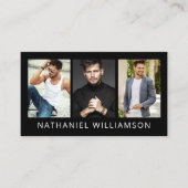 3枚のモダン写真モデルとアクターQRコード 名刺 (正面)