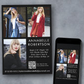 3枚のモダン写真モデルアクターQRコードコンポジットカード 招待状