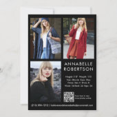 3枚のモダン写真モデルアクターQRコードコンポジットカード 招待状 (正面)