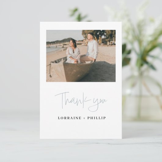 3枚のモダン結婚写真のサンキューカード サンキューカード (スタンド正面)