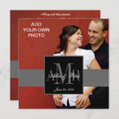 3枚のモノグラムと写真結婚式招待状 招待状 (正面/裏面)