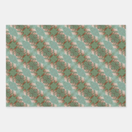 3枚のラッピング紙セットのイチョウ離れコ ラッピングペーパーシート