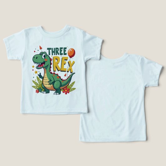 3枚のレックスTシャツ:Dinoおもしろいの3年間! (デザイン正面&裏面)