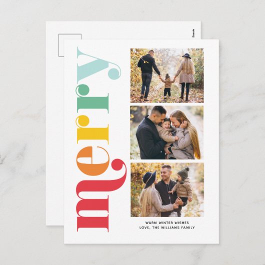 3枚の写真から成る、非常に陽気なクリスマスギャラリー シーズンポストカード (正面/裏面)