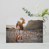 3枚の写真が入るエレガントなスクリプト箔のホリデーカード 箔シーズンカード (立ち正面)