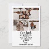 3枚の写真が入るミニマリストの新婚クリスマス シーズンカード (正面)
