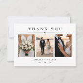 3枚の写真が入るモダンな結婚式の御礼カード サンキューカード (正面)