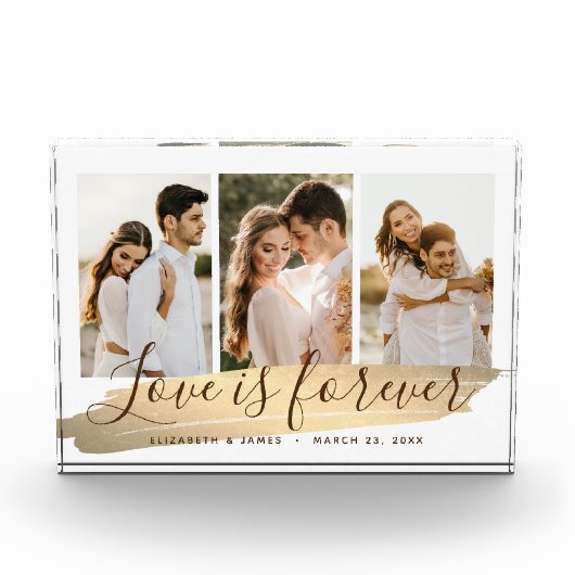 3枚の写真が入る 新婚夫婦のための記念フォトブロック フォトブロック (正面)