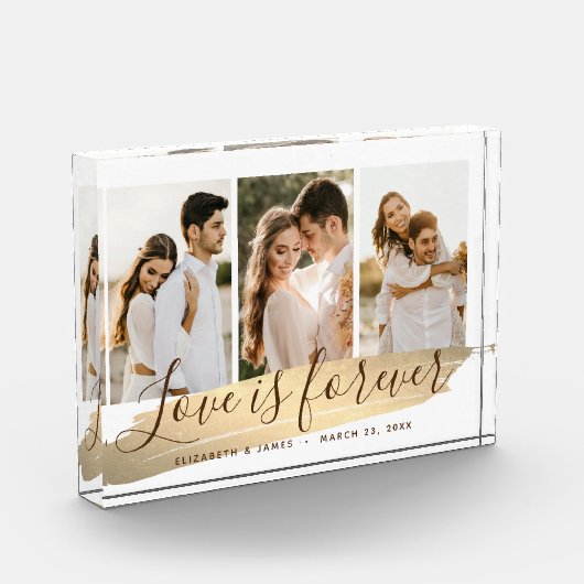 3枚の写真が入る 新婚夫婦のための記念フォトブロック フォトブロック (左)