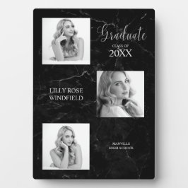 3枚の写真が大学院生のアヌメント黒い大理石 フォトプラーク