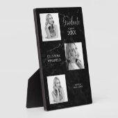 3枚の写真が大学院生のアヌメント黒い大理石 フォトプラーク (側面)