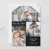 3枚の写真が日付を保存 | ブラック マグネット招待状 (正面)