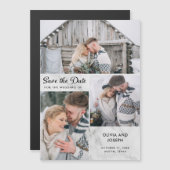 3枚の写真が日付を保存 | 大理石の外観 マグネット招待状 (正面/裏面)