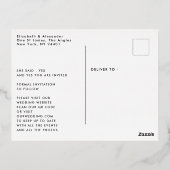 3枚の写真が日付結婚を保存 箔シーズンポストカード (裏面)