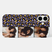 3枚の写真が楽しめるパープル&ゴールドのヒョウ柄プリント Case-Mate iPhoneケース (裏面 (横))