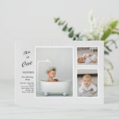 3枚の写真が載せられる白地の招待状 招待状 (スタンド正面)