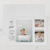 3枚の写真が載せられる白地の招待状 招待状 (正面/裏面)