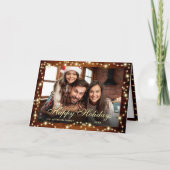 3枚の写真が輝くクリスマスイルミネーションのルーストなグリーティング シーズンカード (正面)