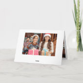 3枚の写真が輝くクリスマスイルミネーションのルーストなグリーティング シーズンカード (裏面)