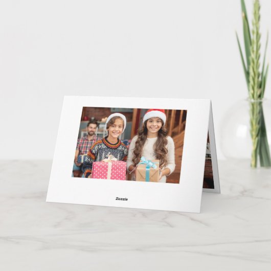 3枚の写真が輝くクリスマスイルミネーションのルーストなグリーティング シーズンカード (裏面)