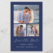 3枚の写真でおふたりのWedding Save the Dateをお手軽に Navy Blue (正面)