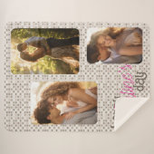 3枚の写真でカスタマイズ可能なハッピーバレンタインデー シェルパブランケット (正面(横))