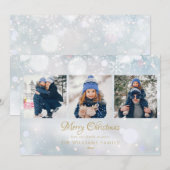 3枚の写真でクリスマスをお祝い 冬の霜のスクリプト シーズンカード (正面/裏面)