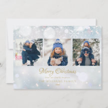 3枚の写真でクリスマスをお祝い 冬の霜のスクリプト