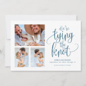 3枚の写真でシンプルに「We're Tying The Knot Save The Date」 招待状 (正面)