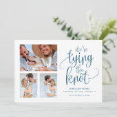 3枚の写真でシンプルに「We're Tying The Knot Save The Date」 招待状 (スタンド正面)