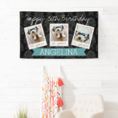 3枚の写真でハッピーバースデー – 背景色を編集できる 横断幕 (インサイチュ)