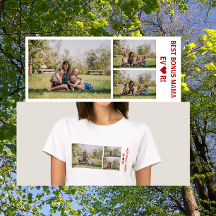 3枚の写真で作るベストボーナスママハートフォトコラージュ Tシャツ
