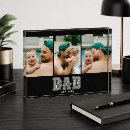 3枚の写真で作る最強のパパ 設立年 カスタムギフト フォトブロック