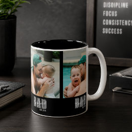 3枚の写真で作るCoolest Dad Est. カスタムイヤー - 父の日ギフト ツートーンマグカップ