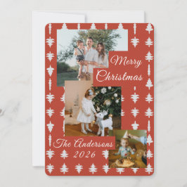 3枚の写真で楽しむホリデーシーズン 赤と白のクリスマスツリー シーズンカード