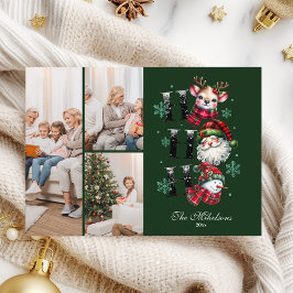3枚の写真で楽しむレトロチェックのサンタ&フレンドクリスマス シーズンカード