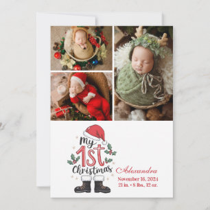 3枚の写真で赤ちゃんのクリスマスを祝うサンタのデザイン シーズンカード