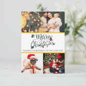 3枚の写真で飾ったクリスマスカード サンキューカード (スタンド正面)