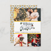 3枚の写真で飾ったクリスマスカード サンキューカード (正面/裏面)