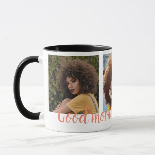 3枚の写真とカスタム文字コーヒーマグ マグカップ (左)