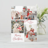 3枚の写真とタイポグラフィのメモダンリークリスマス シーズンカード (スタンド正面)