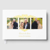 3枚の写真とバロック様式の巻物箔 ゲストブック (正面)