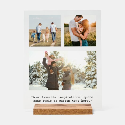 3枚の写真とパーソナライズされた引用文を作成 アクリルサイン (正面)